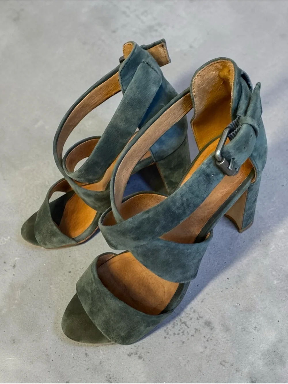 J. Crew Women's Suede Strappy Sandals in Teal Green